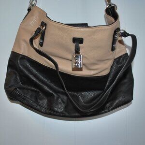 Jessica Simpson Black and Brown Leather Shoulder Handbag Tote Purse